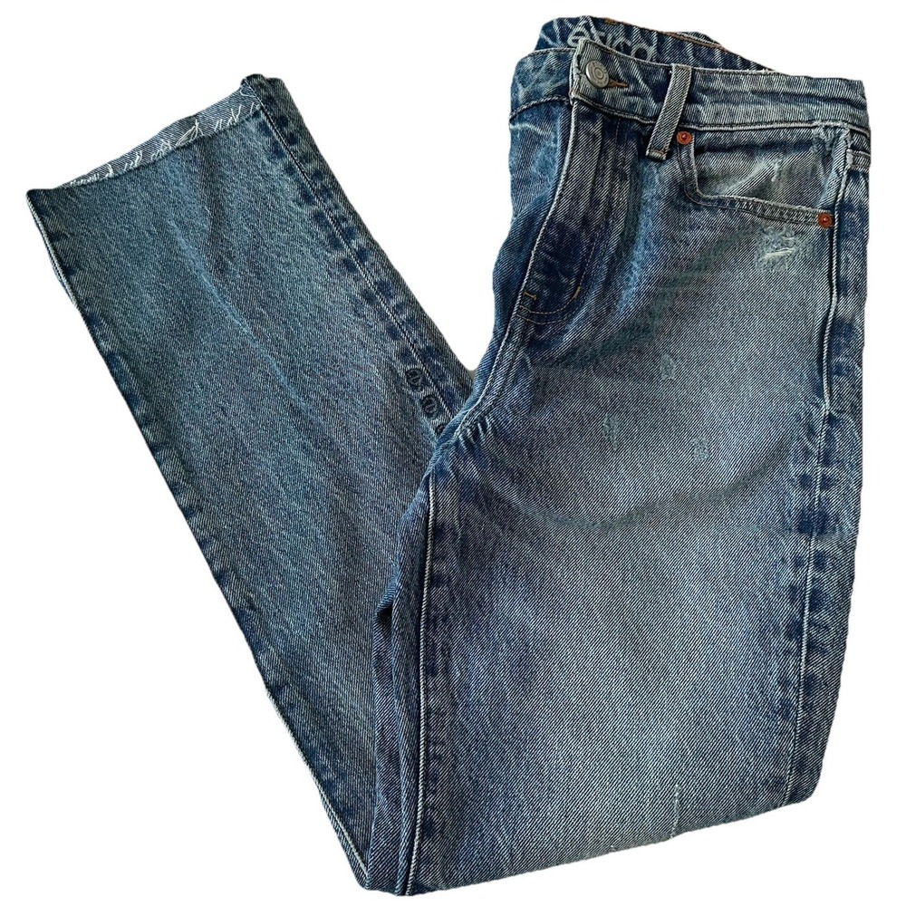 Etica Jeans Size 25 Organic Cotton Hem Mid Rise Straight Distressed Crop High